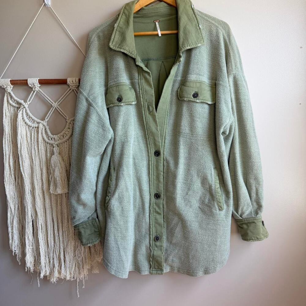 Free People Ruby Shirt Jacket Jaded Green Fleece Shacket Medium